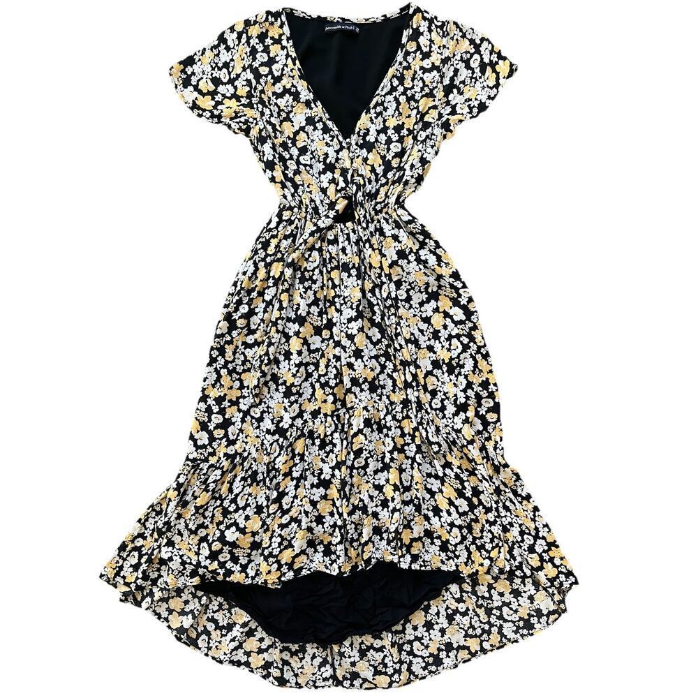 Abercrombie & Fitch Floral High-Low Flare Midi Dress Pocket Boho Bohemian XS